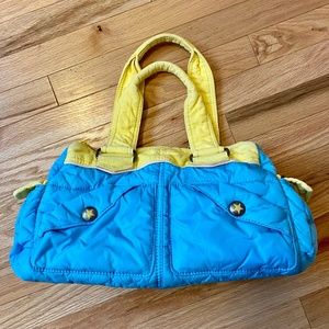 Super sweet vintage & retro Gap mini duffel bag - bright blue & neon yellow